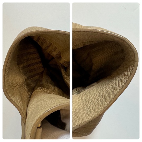 PRADA Handbag Ivory Cream Pebble Leather - Picture 7 of 12